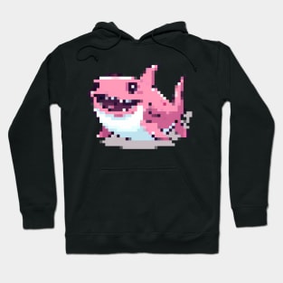 Cute Pink Shark  Pixel Hoodie